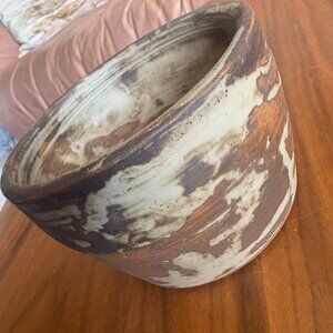 Vintage Brown Abstract Studio Pottery Organic Bowl